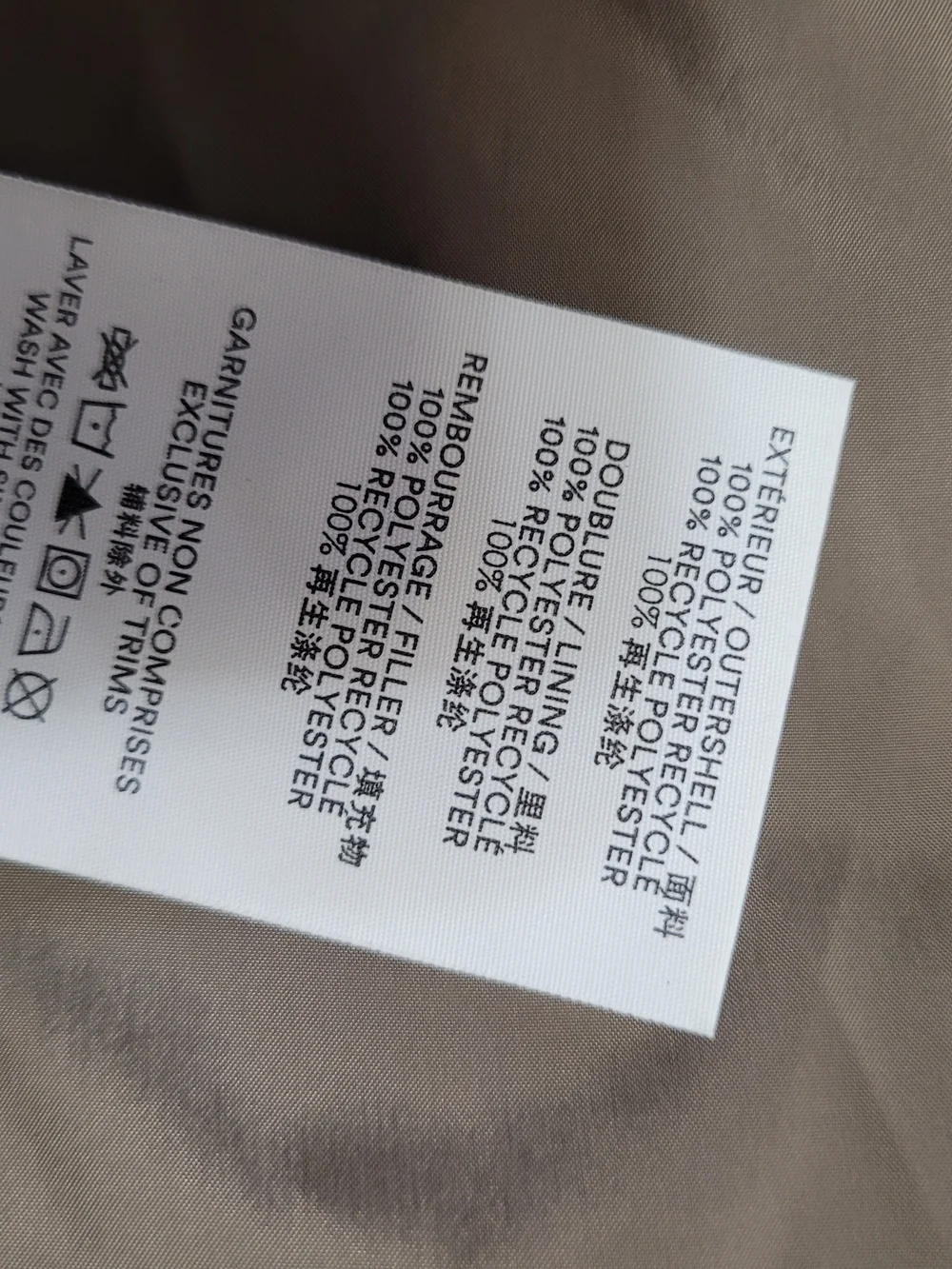 Frank & Oak Minimalist Short Puffer Jacket , Taupe, XS - Picture 9 of 16